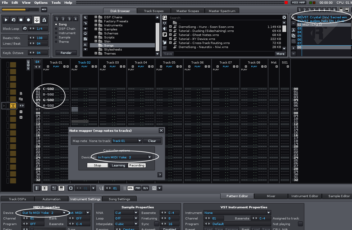 renoise midi import options