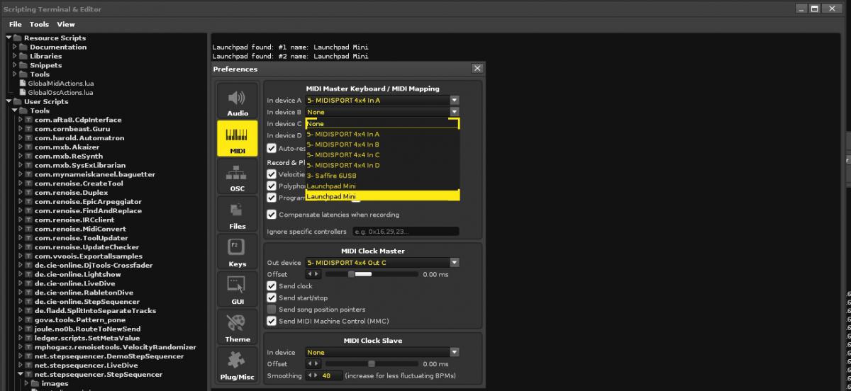 renoise troubleshooting midi